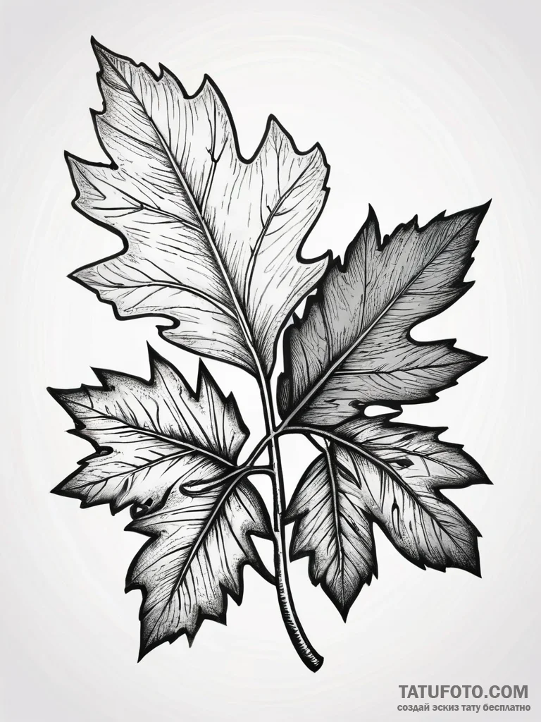 Oak leaf and acorn, symbolizing strength from... - эскиз тату (№1751292470_0, 30.06.2025 14:07) — Tatufoto.com