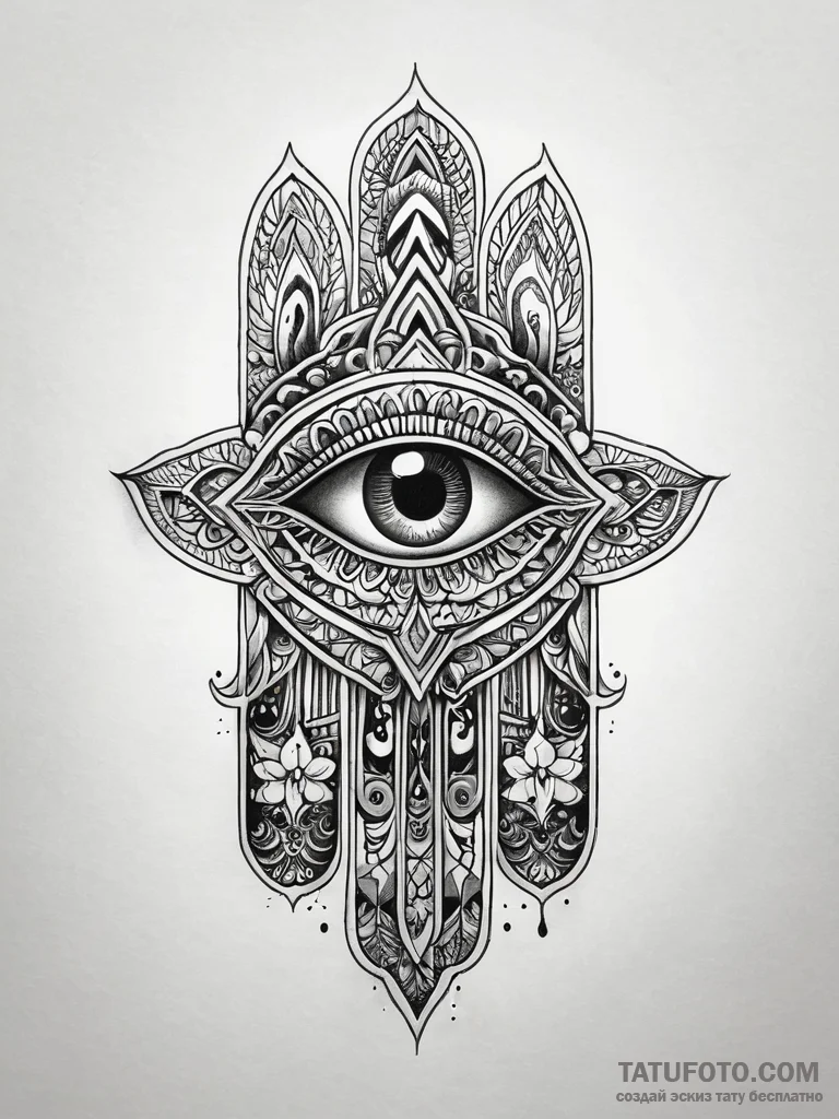 Hamsa hand with an eye that weeps starlight,... - эскиз тату (№1751292855_0, 30.06.2025 14:14) — Tatufoto.com