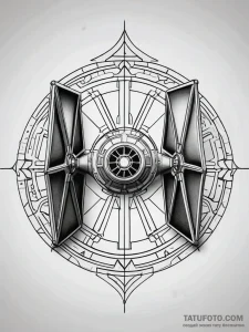 A tie fighter, tattoo flash sheet design, geo... - эскиз тату (№1751293235_0, 30.06.2025 14:20) — Tatufoto.com