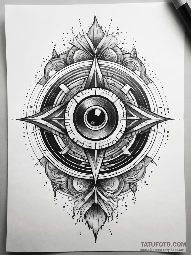 A detailed broken record, nostalgic,, concept... - эскиз тату (№1751293360_0, 30.06.2025 14:22) — Tatufoto.com