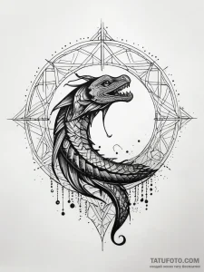 Eclipse serpent weaving through void, ink ill... - эскиз тату (№1751293553_0, 30.06.2025 14:25) — Tatufoto.com