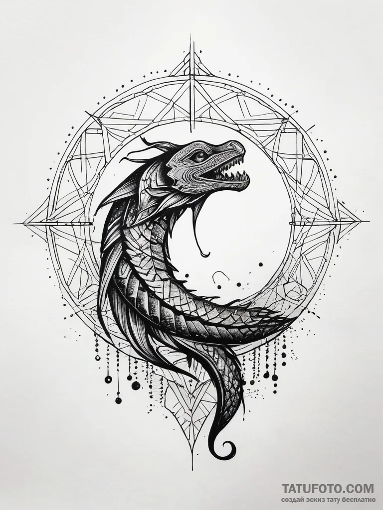 Eclipse serpent weaving through void, ink ill... - эскиз тату (№1751293553_0, 30.06.2025 14:25) — Tatufoto.com