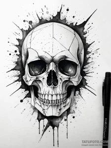 A shattered mirror reflecting a skull, concep... - эскиз тату (№1751294308_0, 30.06.2025 14:38) — Tatufoto.com