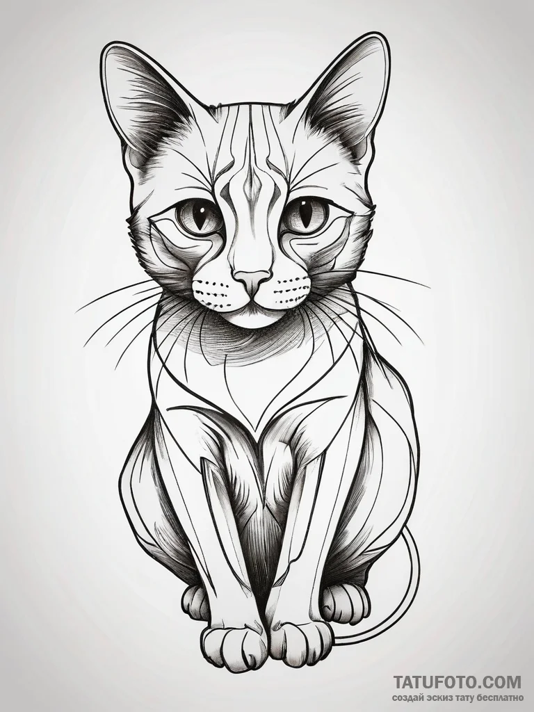 Schrodinger's cat, both alive and skeletal, i... - эскиз тату (№1751294375_0, 30.06.2025 14:39) — Tatufoto.com
