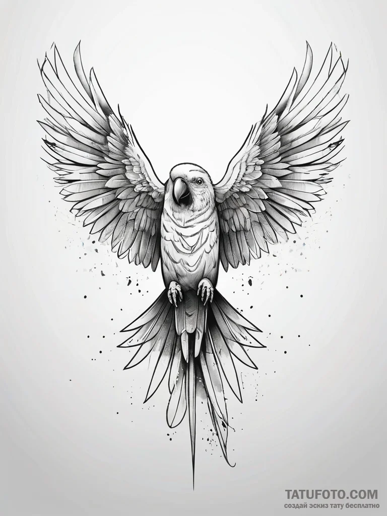 Parrot wings beneath spectral storm, tattoo d... - эскиз тату (№1751294438_0, 30.06.2025 14:40) — Tatufoto.com