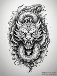 Aztec feathered serpent (quetzalcoatl), tatto... - эскиз тату (№1751294564_0, 30.06.2025 14:42) — Tatufoto.com