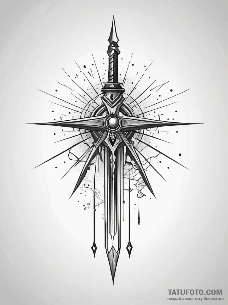 Jagged blade through spectral rift, artistic... - эскиз тату (№1751294626_0, 30.06.2025 14:43) — Tatufoto.com
