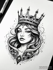 Tide crown beneath burning sky, artistic tatt... - эскиз тату (№1751295301_0, 30.06.2025 14:55) — Tatufoto.com