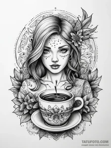 A detailed barista making coffee, craft,, tat... - эскиз тату (№1751295364_0, 30.06.2025 14:56) — Tatufoto.com