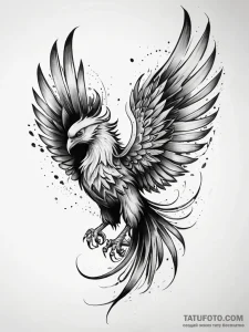 Corrupted phoenix with broken wings, concept... - эскиз тату (№1751296000_0, 30.06.2025 15:06) — Tatufoto.com