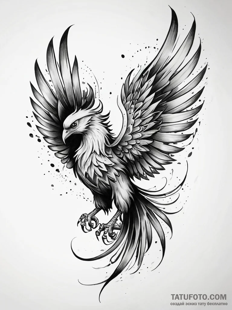Corrupted phoenix with broken wings, concept... - эскиз тату (№1751296000_0, 30.06.2025 15:06) — Tatufoto.com