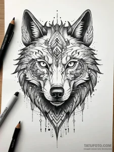 Cybernetic wolf with glowing optic sensors an... - эскиз тату (№1751296200_0, 30.06.2025 15:10) — Tatufoto.com