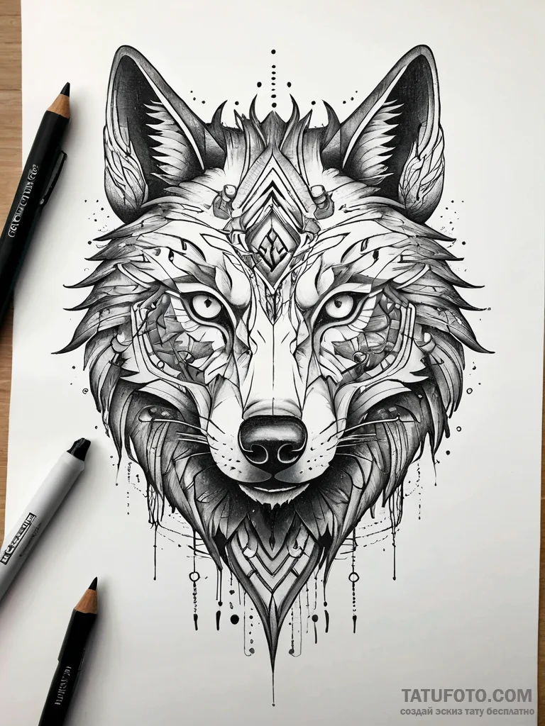 Cybernetic wolf with glowing optic sensors an... - эскиз тату (№1751296200_0, 30.06.2025 15:10) — Tatufoto.com