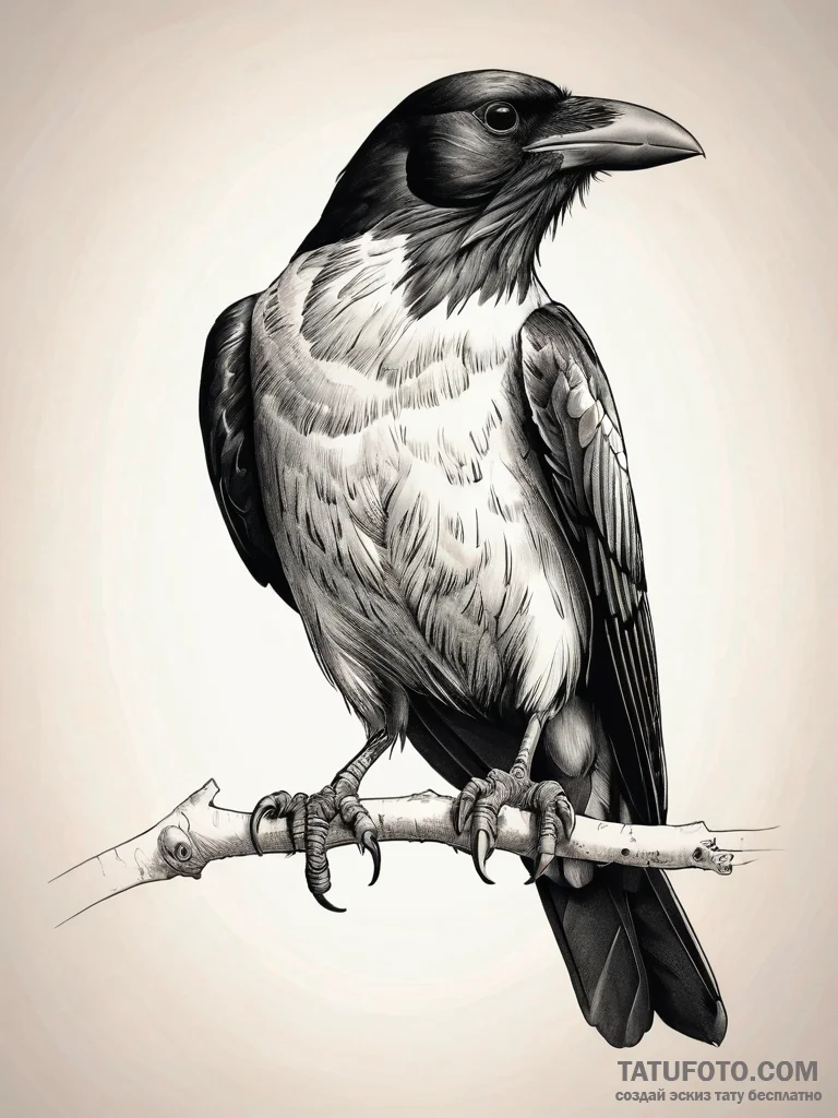A taxidermy crow, tattoo flash sheet design,... - эскиз тату (№1751296263_0, 30.06.2025 15:11) — Tatufoto.com
