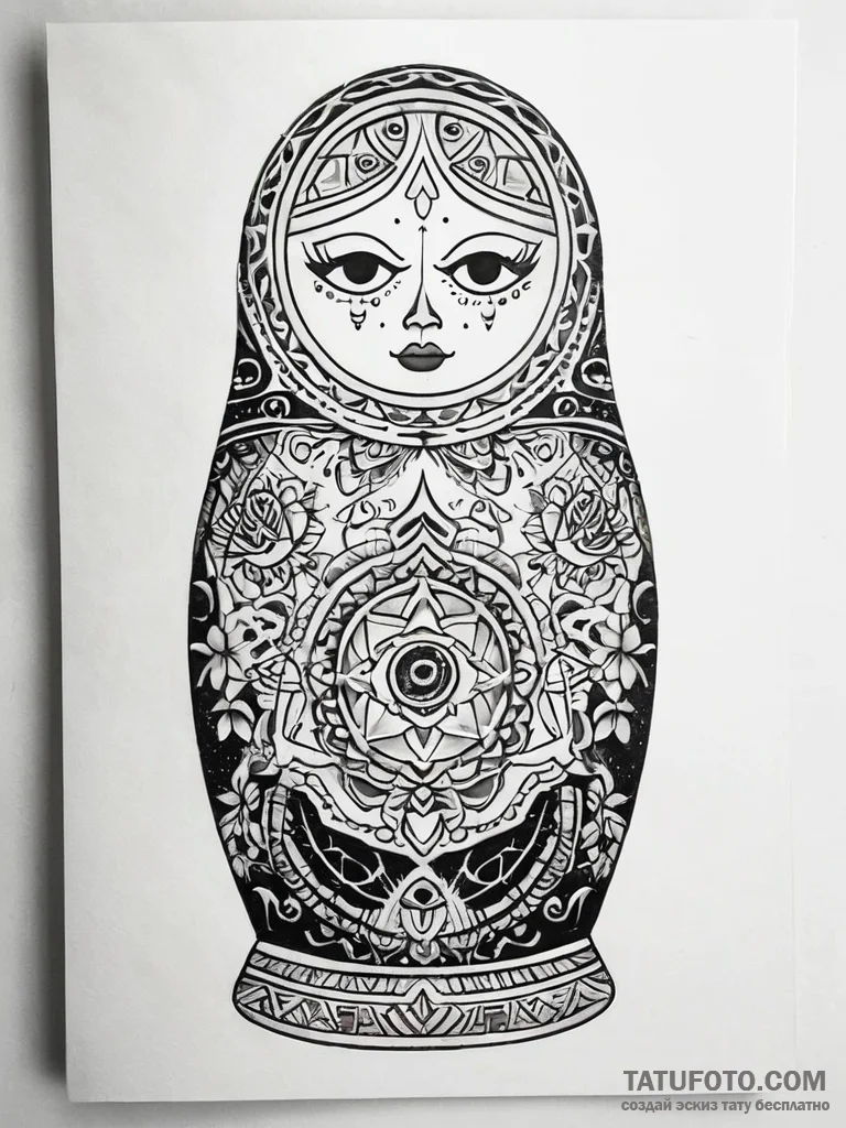 Nesting doll with layers of life, death, and... - эскиз тату (№1751297942_0, 30.06.2025 15:39) — Tatufoto.com