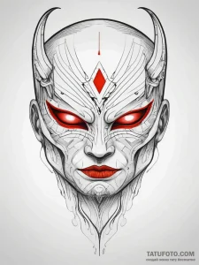 Animated mask with glowing eyes, tattoo sketc... - эскиз тату (№1751298024_0, 30.06.2025 15:40) — Tatufoto.com