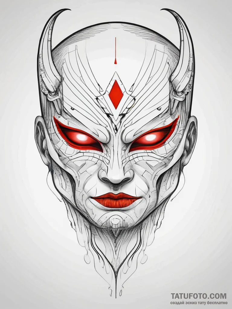 Animated mask with glowing eyes, tattoo sketc... - эскиз тату (№1751298024_0, 30.06.2025 15:40) — Tatufoto.com