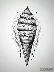 Ice cream, ink illustration for tattoo, soft... - эскиз тату (№1751298156_0, 30.06.2025 15:42) — Tatufoto.com