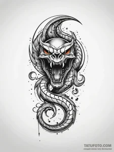 Apocalyptic serpent devouring moon, ink illus... - эскиз тату (№1751298283_0, 30.06.2025 15:44) — Tatufoto.com