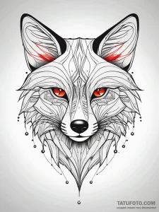 Cybernetic fox with glowing optic nerves, ink... - эскиз тату (№1751300551_0, 30.06.2025 16:22) — Tatufoto.com