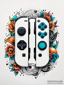 Joy-con controllers from a switch, split, ink... - эскиз тату (№1751300621_0, 30.06.2025 16:23) — Tatufoto.com