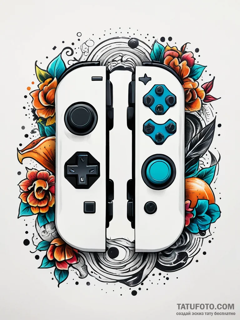 Joy-con controllers from a switch, split, ink... - эскиз тату (№1751300621_0, 30.06.2025 16:23) — Tatufoto.com