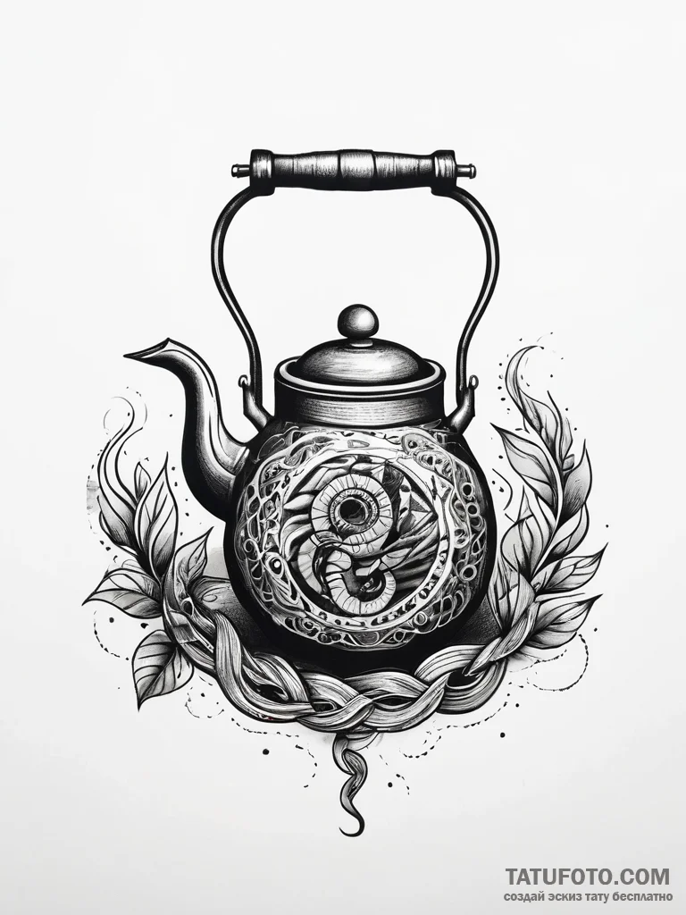 Kettle coiled with serpents, tattoo flash she... - эскиз тату (№1751300684_0, 30.06.2025 16:24) — Tatufoto.com