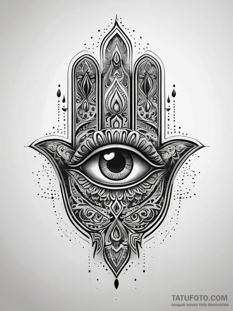 Hamsa hand with an eye that weeps starlight,... - эскиз тату (№1751300938_0, 30.06.2025 16:28) — Tatufoto.com