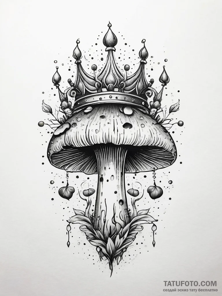 Mushroom bloom devouring crown, concept art f... - эскиз тату (№1751303232_0, 30.06.2025 17:07) — Tatufoto.com