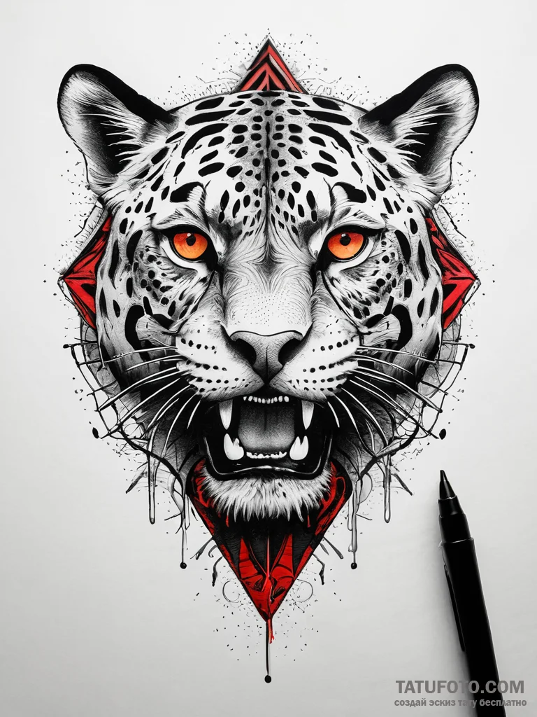Jaguar eye beneath shattered gate, ink illust... - эскиз тату (№1751303488_0, 30.06.2025 17:11) — Tatufoto.com