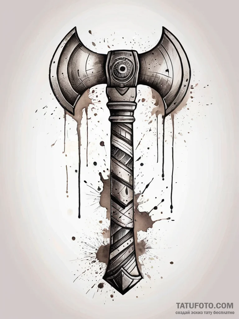 Ogre sharpening a massive, crude axe, tattoo... - эскиз тату (№1751303676_0, 30.06.2025 17:14) — Tatufoto.com