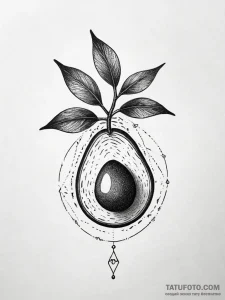 Avocado stone with a tiny, growing sprout, ta... - эскиз тату (№1751304155_0, 30.06.2025 17:22) — Tatufoto.com