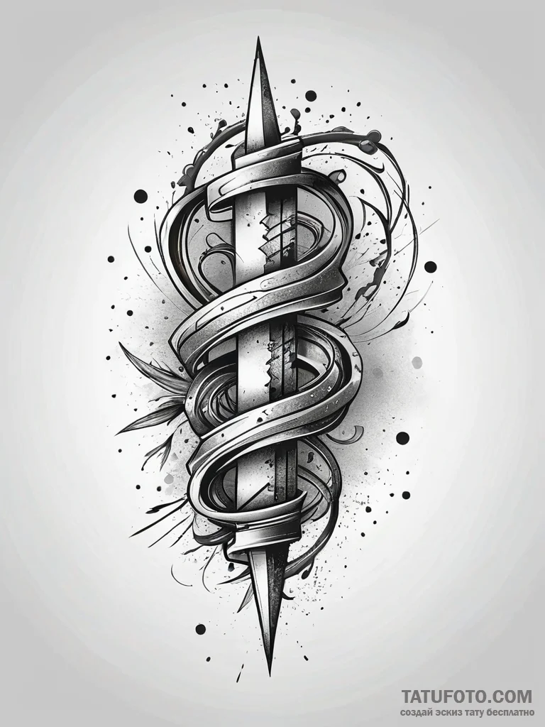 Barbed spiral wrapping blade, tattoo flash sh... - эскиз тату (№1751304538_0, 30.06.2025 17:28) — Tatufoto.com