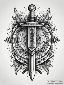 Pixel art sword in a stone, ink illustration... - эскиз тату (№1751305495_0, 30.06.2025 17:44) — Tatufoto.com