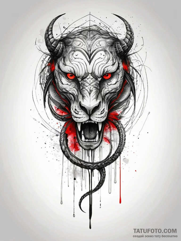Clawed serpent tearing through veil, artistic... - эскиз тату (№1751306900_0, 30.06.2025 18:08) — Tatufoto.com