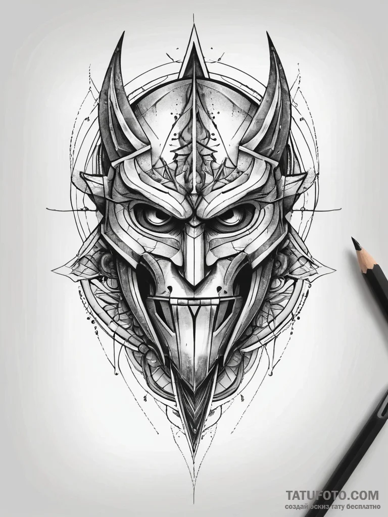 Abyssal knight with jagged blade, tattoo draw... - эскиз тату (№1751307086_0, 30.06.2025 18:11) — Tatufoto.com