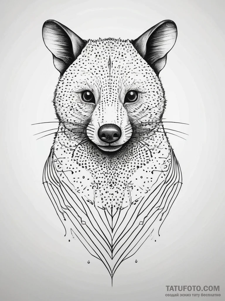 Possum, artistic tattoo sketch, bold outlines... - эскиз тату (№1751307919_0, 30.06.2025 18:25) — Tatufoto.com