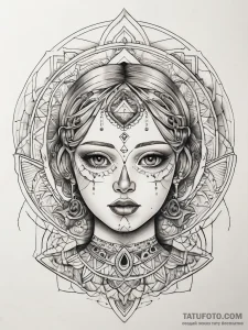 A detailed broken porcelain doll, eerie,, tat... - эскиз тату (№1751308745_0, 30.06.2025 18:39) — Tatufoto.com