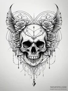 Stone heart beneath spectral storm, tattoo li... - эскиз тату (№1751308933_0, 30.06.2025 18:42) — Tatufoto.com