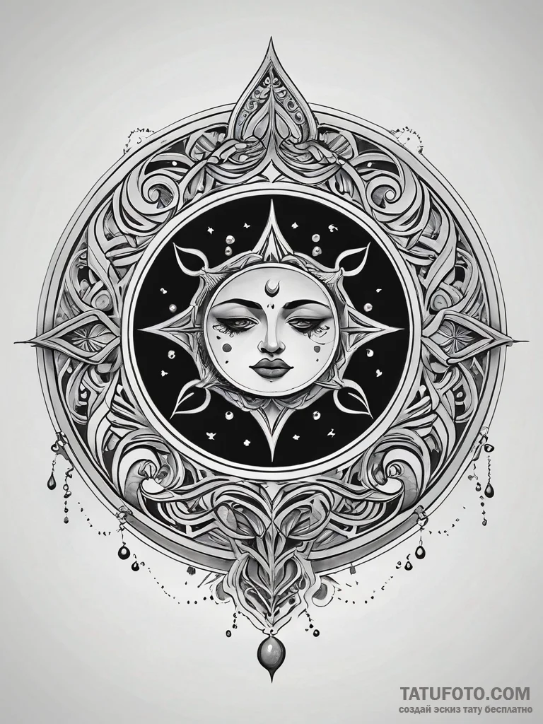 Druid circle beneath full moon, concept art f... - эскиз тату (№1751308996_0, 30.06.2025 18:43) — Tatufoto.com