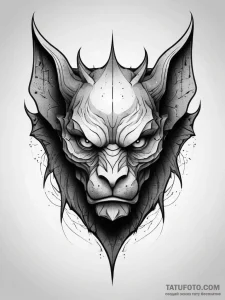 Gargoyle, ink illustration for tattoo, black... - эскиз тату (№1751309632_0, 30.06.2025 18:53) — Tatufoto.com