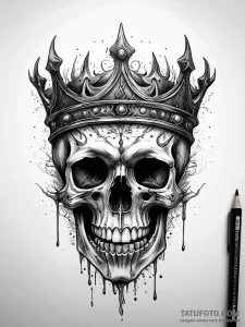 Flaming crown devouring bone, tattoo line art... - эскиз тату (№1751309766_0, 30.06.2025 18:56) — Tatufoto.com