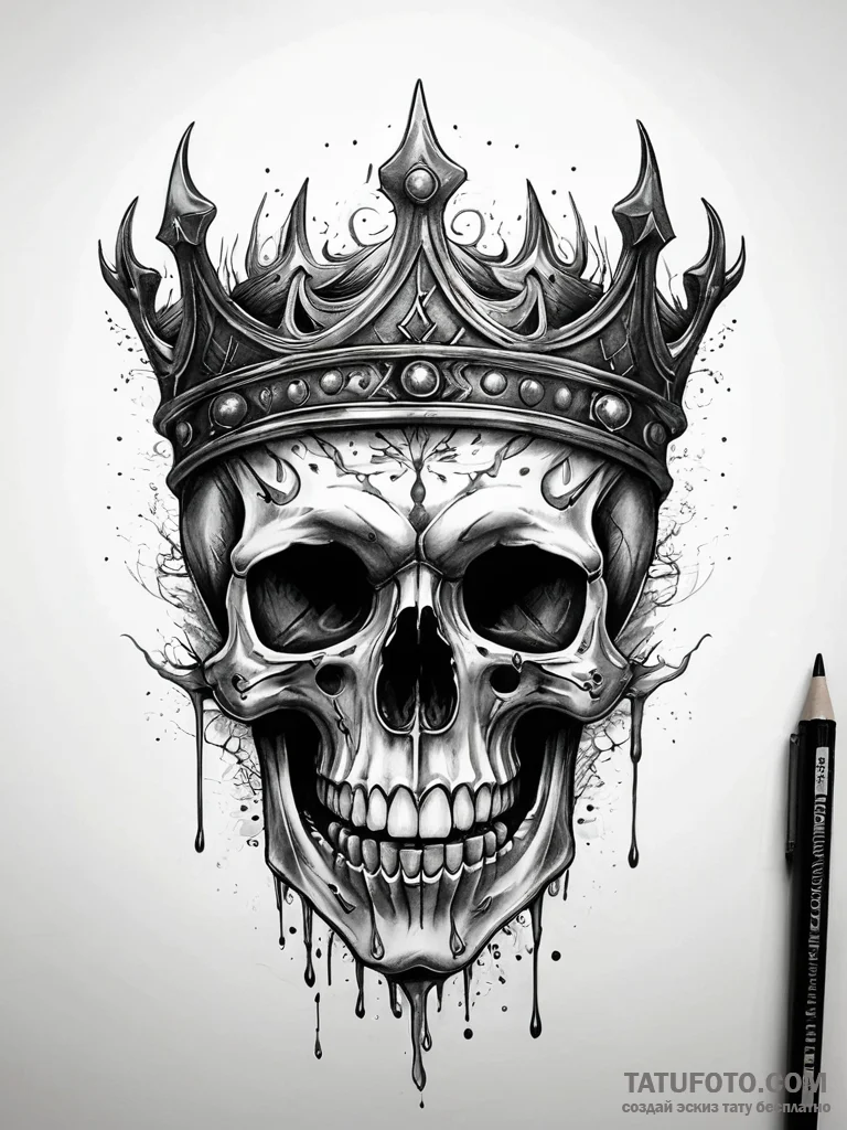 Flaming crown devouring bone, tattoo line art... - эскиз тату (№1751309766_0, 30.06.2025 18:56) — Tatufoto.com