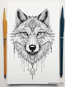 Apocalyptic wolf with mechanical limbs, tatto... - эскиз тату (№1751309954_0, 30.06.2025 18:59) — Tatufoto.com