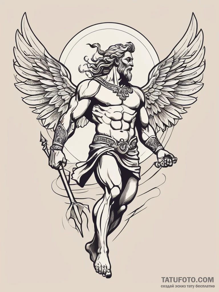 Zeus hurling a thunderbolt from mount olympus... - эскиз тату (№1751310526_0, 30.06.2025 19:08) — Tatufoto.com