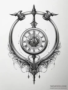 Pendulum of a clock swinging a scythe, tattoo... - эскиз тату (№1751310588_0, 30.06.2025 19:09) — Tatufoto.com