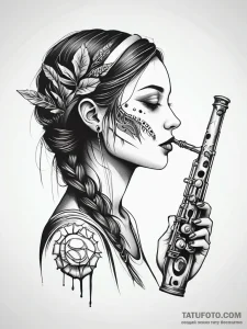 Bone flute calling spirits, concept art for t... - эскиз тату (№1751310782_0, 30.06.2025 19:13) — Tatufoto.com