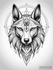 Anubis weighing a heart against a black feath... - эскиз тату (№1751312245_0, 30.06.2025 19:37) — Tatufoto.com
