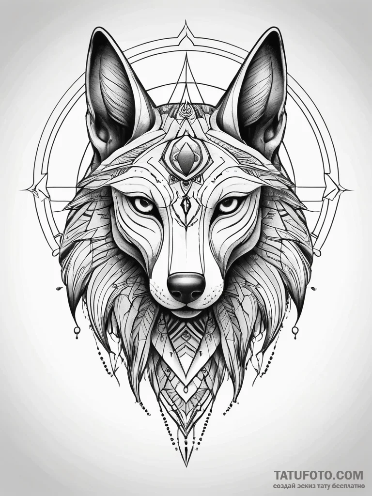 Anubis weighing a heart against a black feath... - эскиз тату (№1751312245_0, 30.06.2025 19:37) — Tatufoto.com