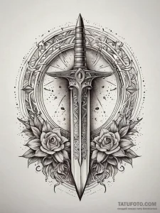 Graven dagger beneath celestial gate, artisti... - эскиз тату (№1751312307_0, 30.06.2025 19:38) — Tatufoto.com